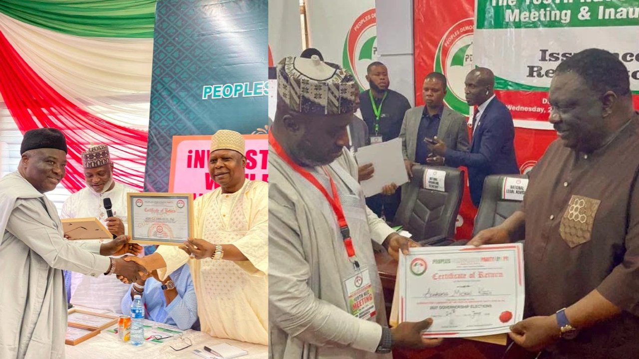 Drama as two PDP governorship candidates receive Certificates of Return in Benue