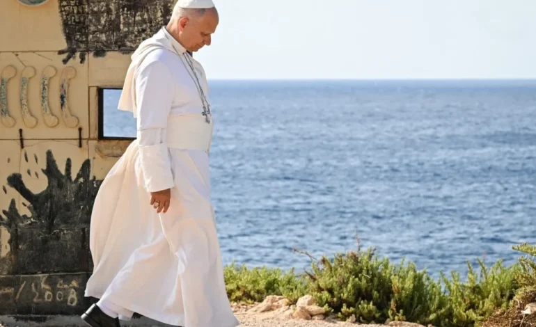 Pope defends migrants at Mediterranean island frontier
