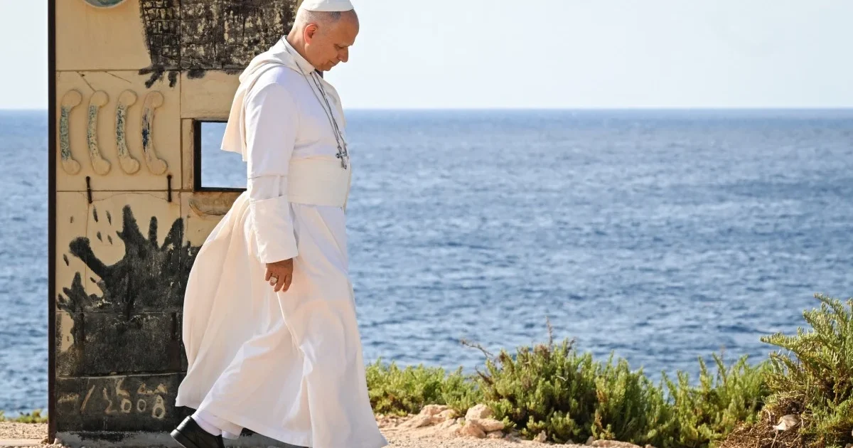 Pope defends migrants at Mediterranean island frontier