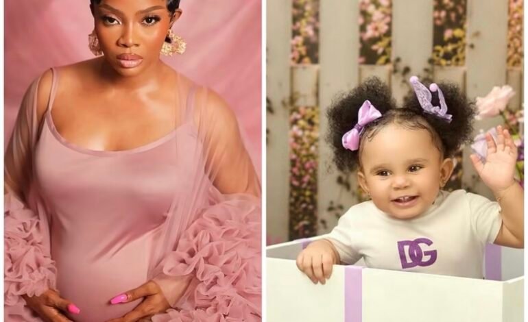 Toke Makinwa finally reveals daughter’s face