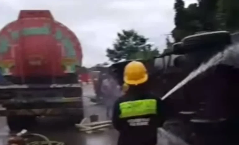 Panic as petrol tanker falls, causes obstruction on Anambra road